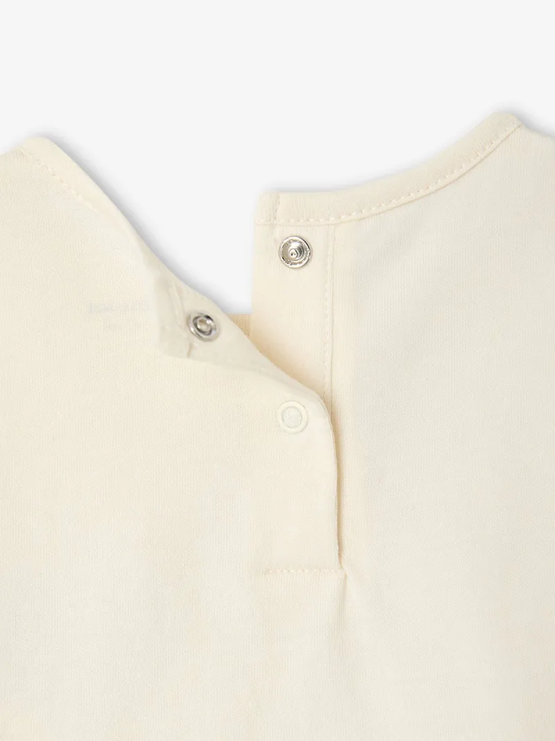 Vertbaudet Baby T-Shirt mit Häkel-Herz und Rüschenärmeln, Wollweiß, – Produktbild 4 von 4