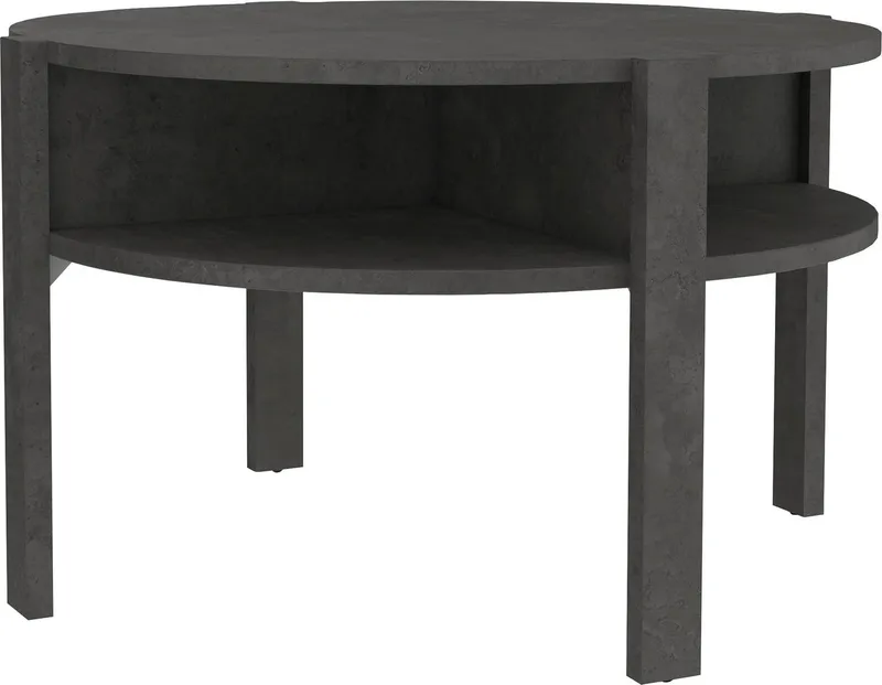 FORTE Beistelltisch Tobago, runder Couchtisch mit 4 Ablagefächern, B/H/T 74,4/45,5/74,4 cm, Durchmesser ca. 74,5 cm, Grau, – Produktbild 1 von 4