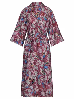 Essenza Kimono Ilona Aleste, Langform, Baumwolle, Kimono-Kragen, Gürtel, aus Bio-Baumwolle mit wunderschönem Blumenprint – Produktbild 1 von 1