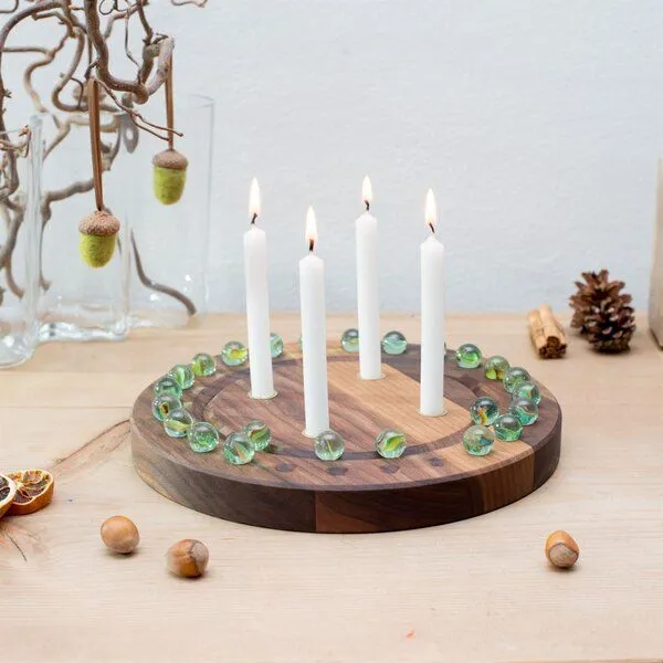 klotzaufklotz klotzaufklotz Adventskalender und Adventskranz mit Baumkerzen, Weiß, – Produktbild 7 von 8