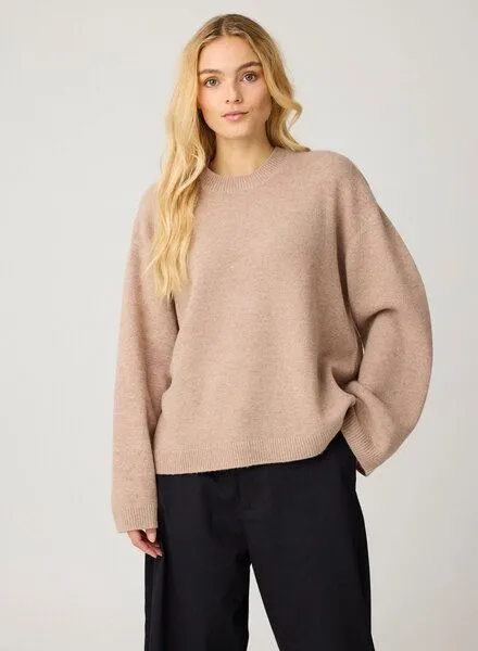 KnowledgeCotton Apparel KnowledgeCotton Apparel Rundhals-Strickpullover aus Lammwolle RWS, Rot (fig), – Produktbild 2 von 4
