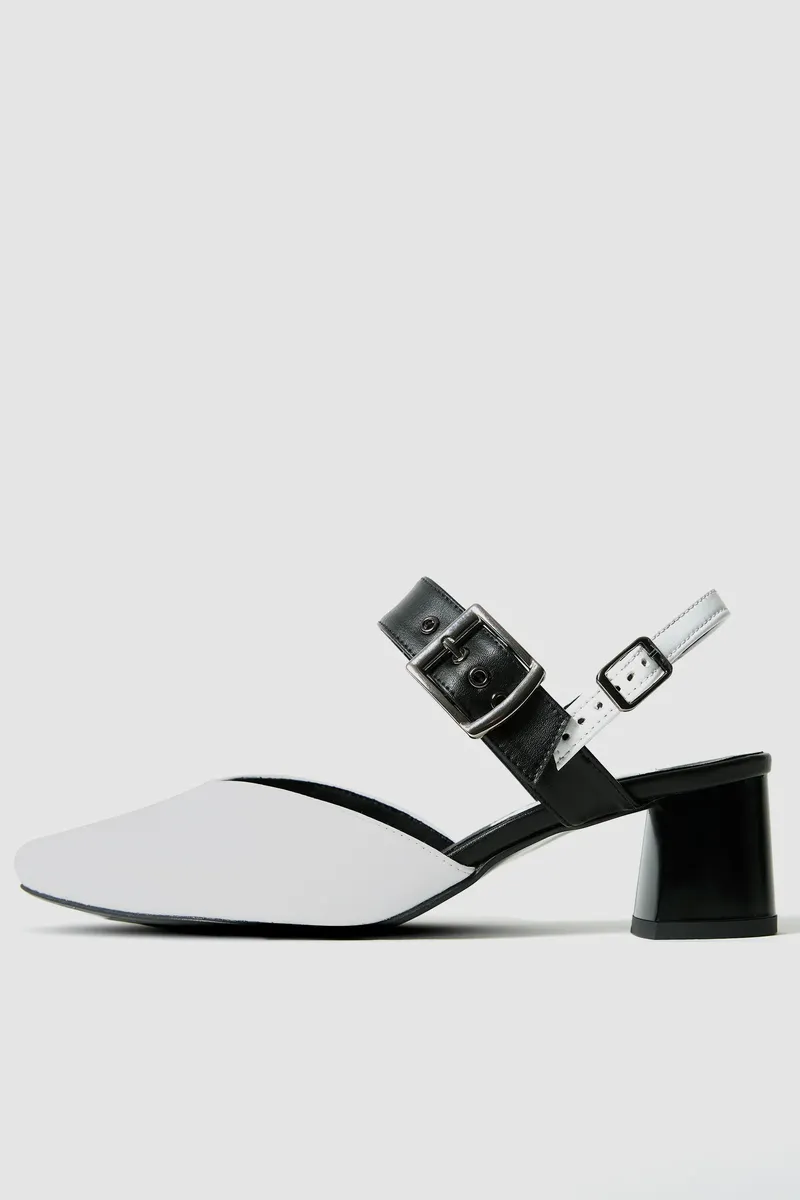 BOHEMA BOHEMA Damen vegan Pumps Marilyn Offener Absatz Stilettos B&W, Schwarz, – Produktbild 2 von 2