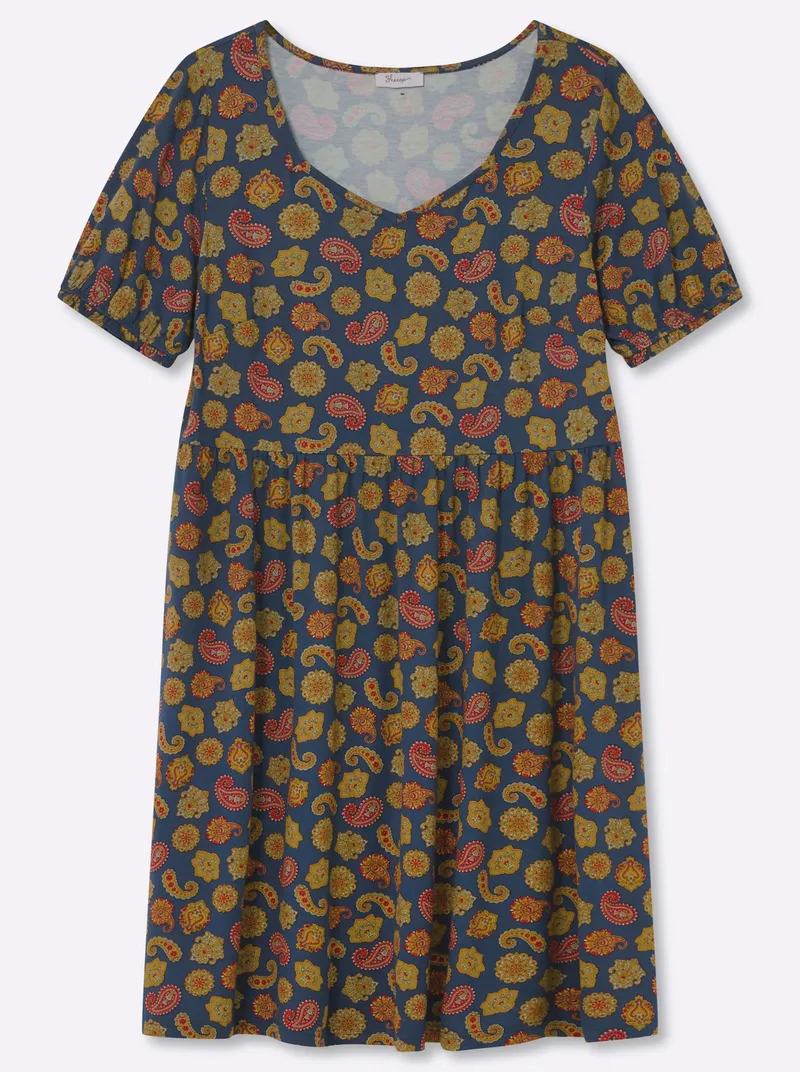 sheego Jerseykleid, Tiefblau-ozean-bedruckt, – Produktbild 1 von 2