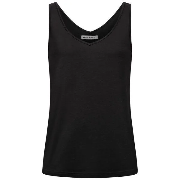 NATIVE SOULS NATIVE SOULS Lyocell Damen V-Neck Top, Black, – Produktbild 1 von 1