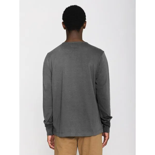 KnowledgeCotton Apparel KnowledgeCotton Apparel Sweatshirt - BO long sleeve henley - aus Bio-Baumwolle, Grau (dark grey melange), – Produktbild 2 von 4