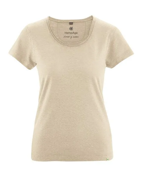 HempAge HempAge Damen T-Shirt mit Rollsaum Hanf/Bio-Baumwolle, Gobi, – Produktbild 1 von 4