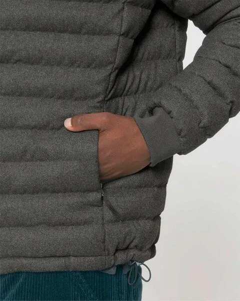 YTWOO YTWOO Herren Steppjacke im Woll-Look | komplett aus recycelten Materialen gefertigt, Metallgrau, – Produktbild 2 von 4