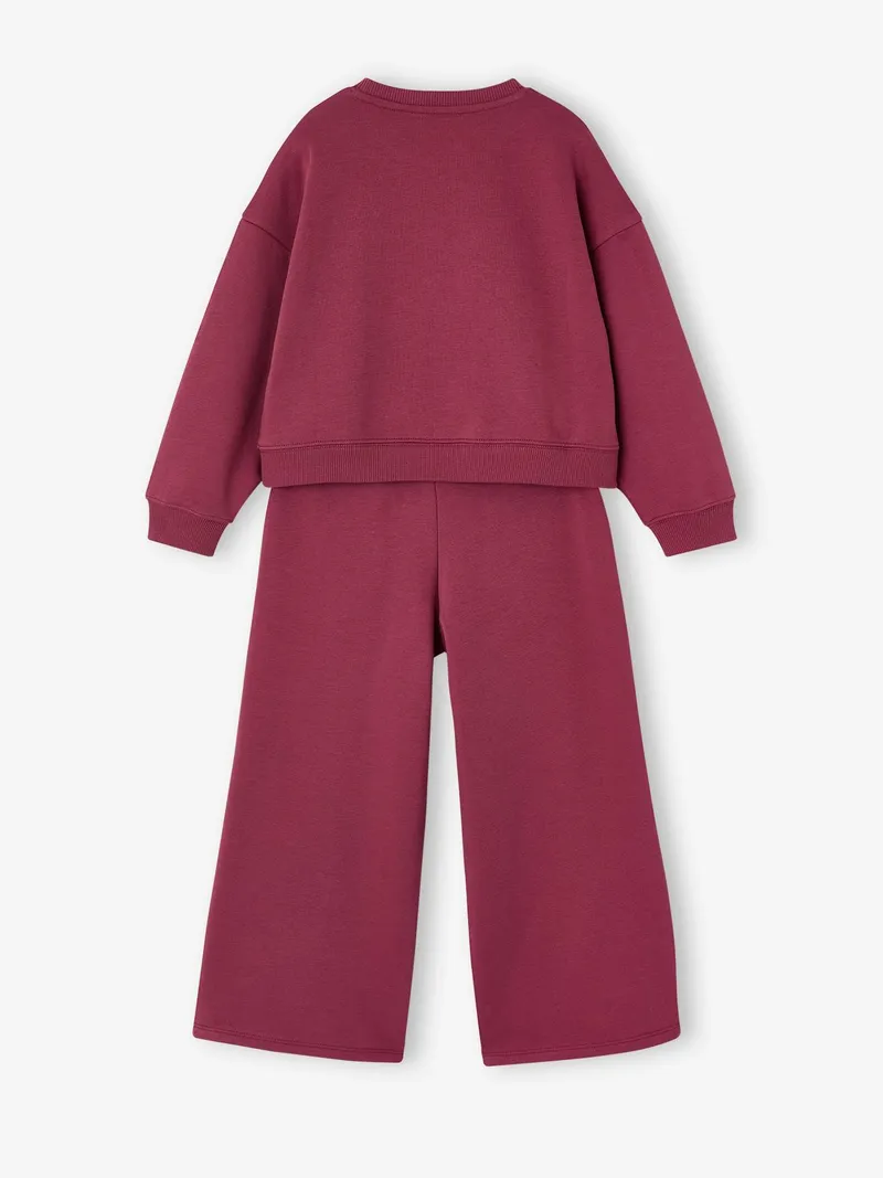Vertbaudet Mädchen Set aus Sweatshirt mit Schleife und Jogginghose, Pflaume, – Produktbild 4 von 4