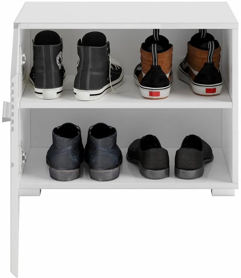 Home affaire Sitzbank Malmö, Breite 60 cm, 1 Tür, 2 Fächer, hochwertige MDF Front, Rillenfräsung, Bank, Schuhbank, Garderobenbank, Dielenbank, Weiß, – Produktbild 4 von 5