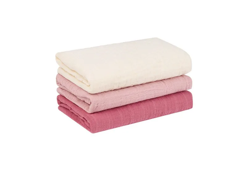 furora BABY furora BABY Spucktuch Baby Mulltücher Sets (Bio-Musselin: super soft) 80x80cm oder 25x25cm, Sehr weich, Rosa, – Produktbild 1 von 8
