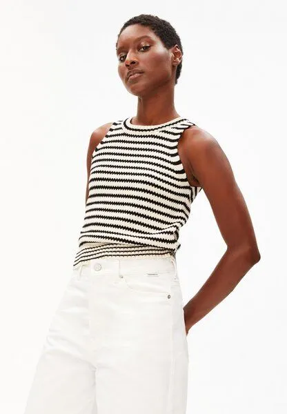 ARMEDANGELS ARMEDANGELS STRIPE Damen Stricktop aus 100% Bio-Baumwolle, Undyed-black, – Produktbild 1 von 4