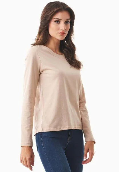 ORGANICATION ORGANICATION Langarmshirt aus Bio-Baumwolle, Beige, – Produktbild 3 von 4
