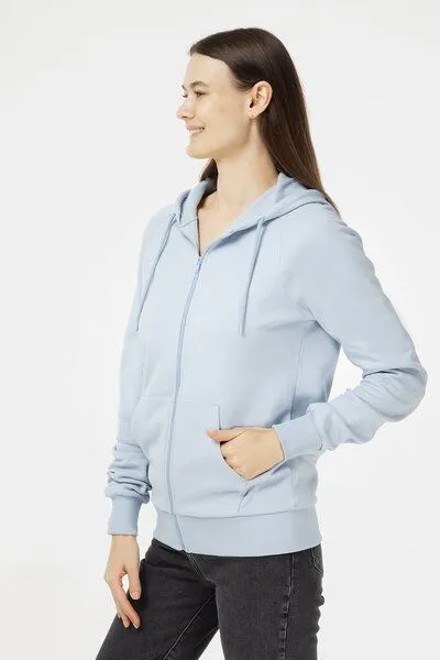 Evermind Evermind Unisex Kapuzenjacke aus Bio-Baumwolle, Blauer nebel, – Produktbild 3 von 4
