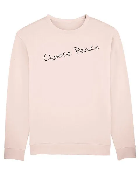 Human Family Human Family Bio Unisex Sweatshirt - Smooth "Choose Peace", Weiss, – Produktbild 5 von 5