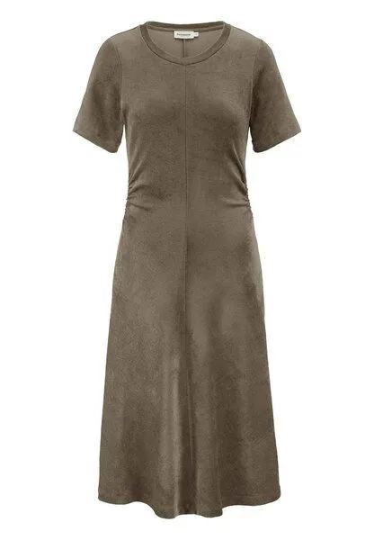 hessnatur hessnatur Samt-Jerseykleid kniebedeckend Slim aus TENCEL Modal mit Bio-Baumwolle, Silbergrün, – Produktbild 3 von 4