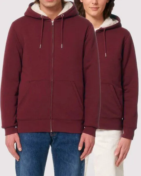 YTWOO YTWOO Sherpa Hoodie, Unisex, Zip-through, nachhaltig, Bio-Baumwolle, Rot, – Produktbild 1 von 3