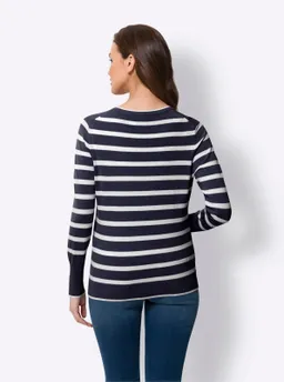 heine Feinstrickjacke marine-ecru-gestreift – Produktbild 1 von 1