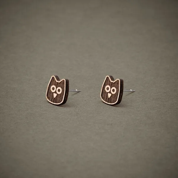 feinformart feinformart Ohrstecker / Ohrring aus Holz "Eule" – Produktbild 1 von 3
