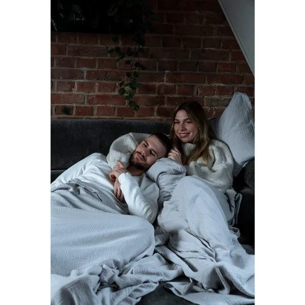 Hutch&Putch Hutch&Putch Musselin-Sommerbundle für warme Nächte (Sommerdecke 200x135 + Kopfkissenbezug nach Wahl) aus 100% Bio-Baumwolle - Handmade in Germany, Light grey, – Produktbild 3 von 3