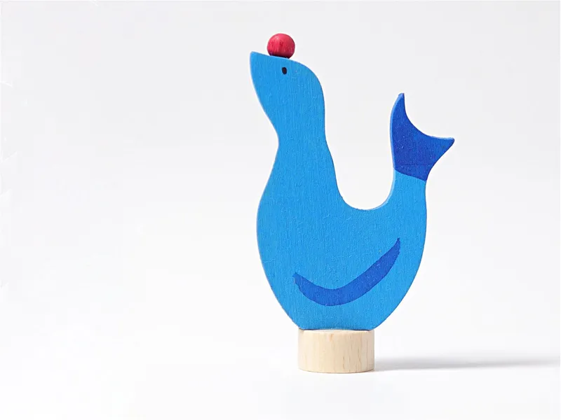 Grimms Grimms Seehund Steckfigur aus Lindenholz, bunt lasiert Höhe 7 cm, Blau, mehrfarbig, – Produktbild 2 von 2