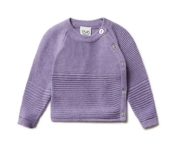 Puri Organic Puri Organic Baby Kimono Volumenkrausstrick Bio Baumwolle Leinen, Purple, – Produktbild 1 von 1