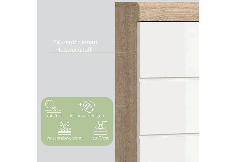 furnling Waschmaschinenumbauschrank Scott 2 offene Fächer, 2 Türen, platzsparend, Badmöbel, Badschrank, Umbau, Beige, – Produktbild 5 von 5