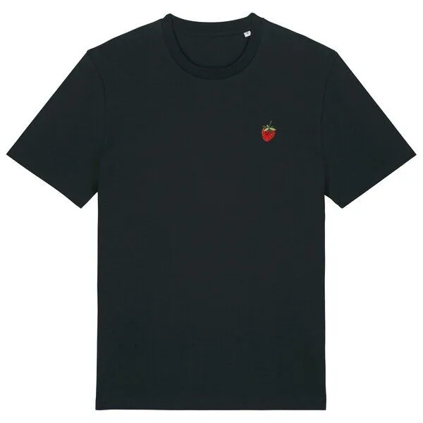 LIGARTI Besticktes T-Shirt – Erdbeere – LIGARTI Tiermanufaktur, Schwarz, – Produktbild 1 von 2