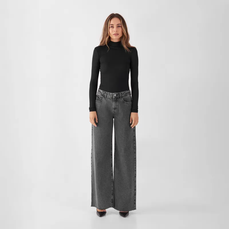 DAWN SUNNY Wide Leg Minimal Stretch - Open Hem - Light Grey - Light Grey / 28 / 33 – Produktbild 1 von 1