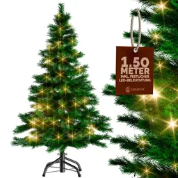 Casaria® Künstlicher Weihnachtsbaum 150cm mit Lichterkette und Metallfuß PVC – Produktbild 1 von 1