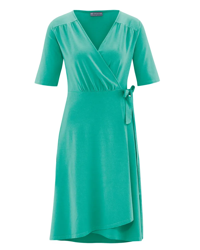 HempAge Hempage Damen vegan Wickelkleid In Smaragdgrün, Grün, – Produktbild 1 von 2