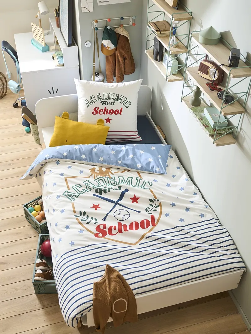 Vertbaudet Kinder Bettwäsche-Set ACADEMIC, Wollweiß, – Produktbild 2 von 3