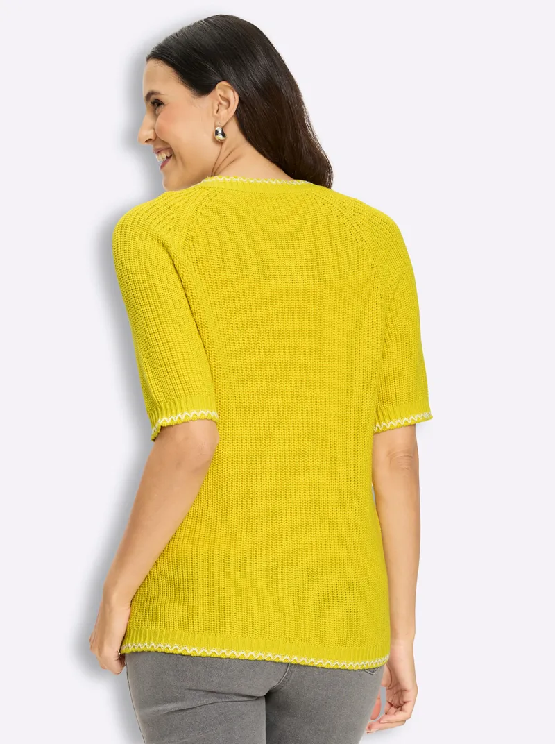 Witt Kurzarmpullover, Limone-ecru-gemustert, – Produktbild 2 von 2
