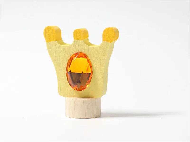 Grimms Grimms Krone Steckfigur aus Lindenholz, bunt lasiert Höhe 4 cm, Gelb, mehrfarbig, – Produktbild 2 von 2