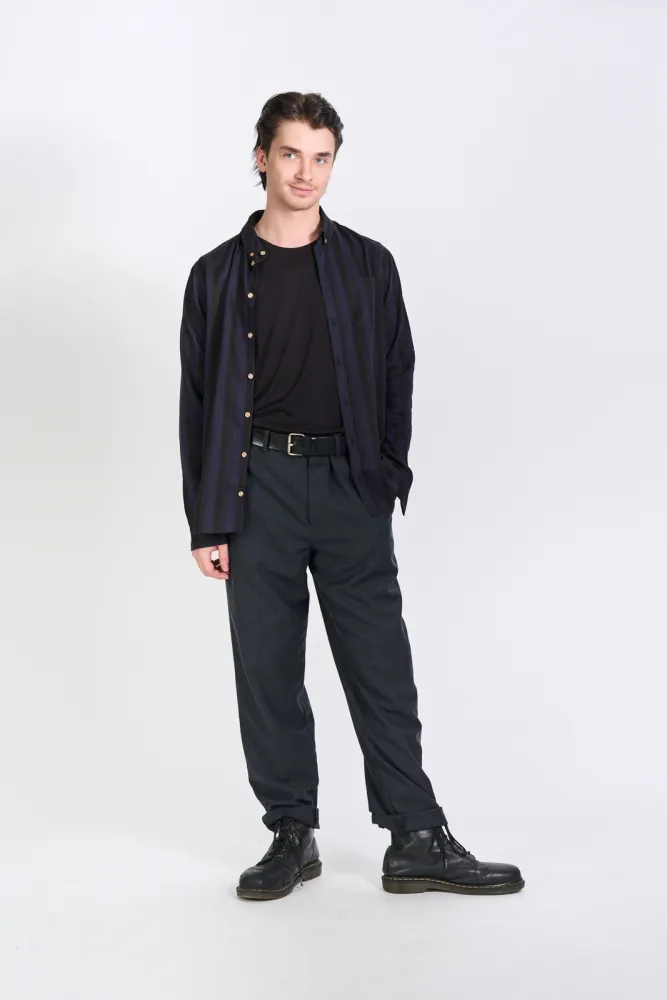 Zerum Zerum Gestreiftes Hemd aus Tencel Modell: Ben, Navy, – Produktbild 1 von 1