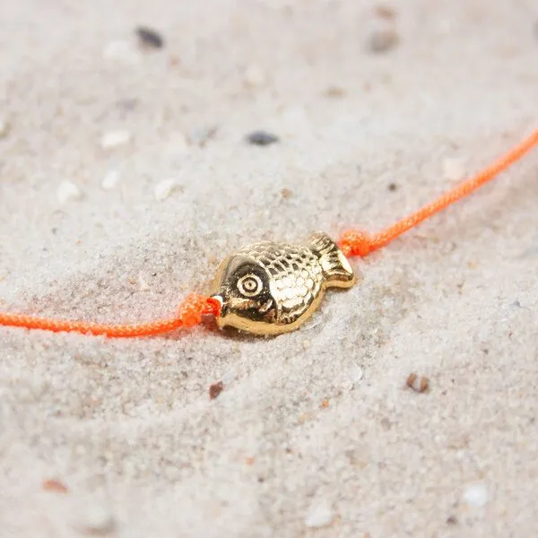 Bow & Hummingbird Bow & Hummingbird Armband auf Karte - Fisch, Neon-orange, – Produktbild 1 von 4