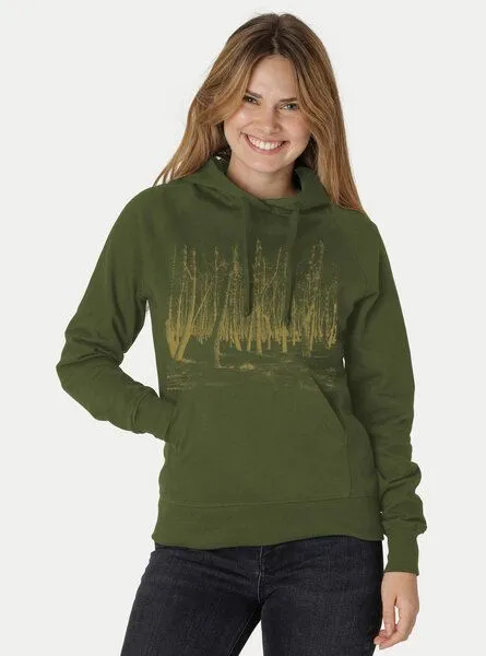 Peaces.bio - handbedruckte Biomode Peaces.bio - handbedruckte Biomode Damen Hoodie Woodland, Waldgrün, – Produktbild 2 von 2