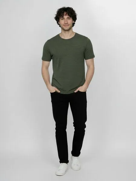 GreenBomb GREENBOMB Basic Spice - Sportliches T-Shirt aus Bio-Baumwolle / GOTS / Fair & Vegan, Grün (herb stripes), – Produktbild 3 von 4