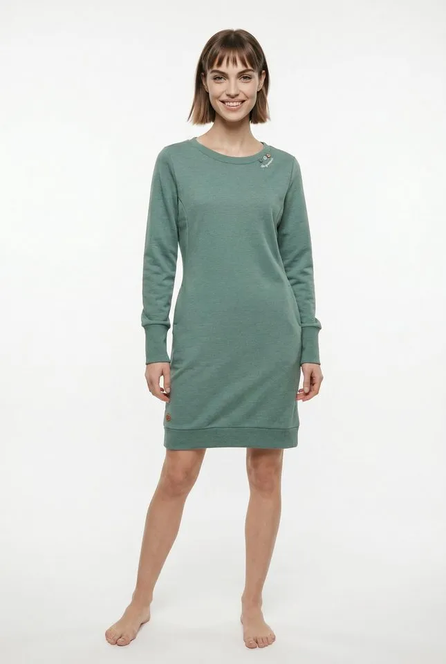 ragwear ragwear Sweatkleid MENITA O mit veganer 3 Knopf-Applikation, Grün, – Produktbild 5 von 5