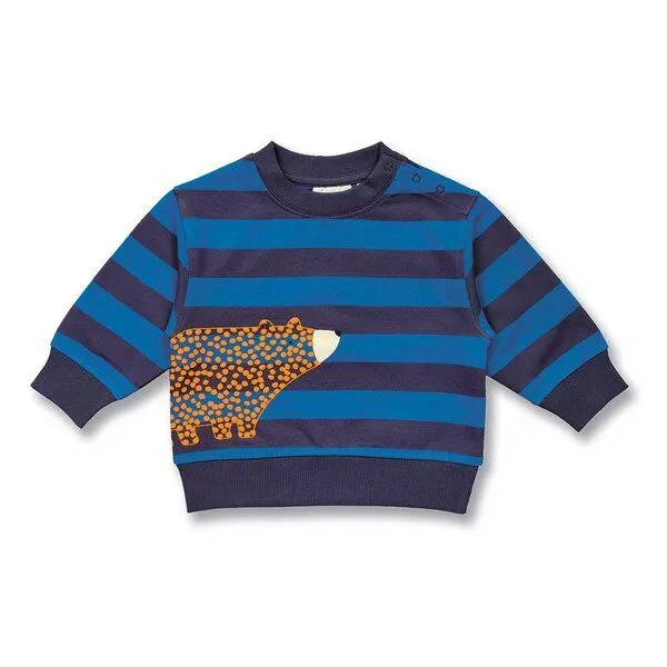 Sense Organics Sense Organics Baby Sweatshirt, Modell SIAM, Blau-navy geringelt mit bär, – Produktbild 1 von 4