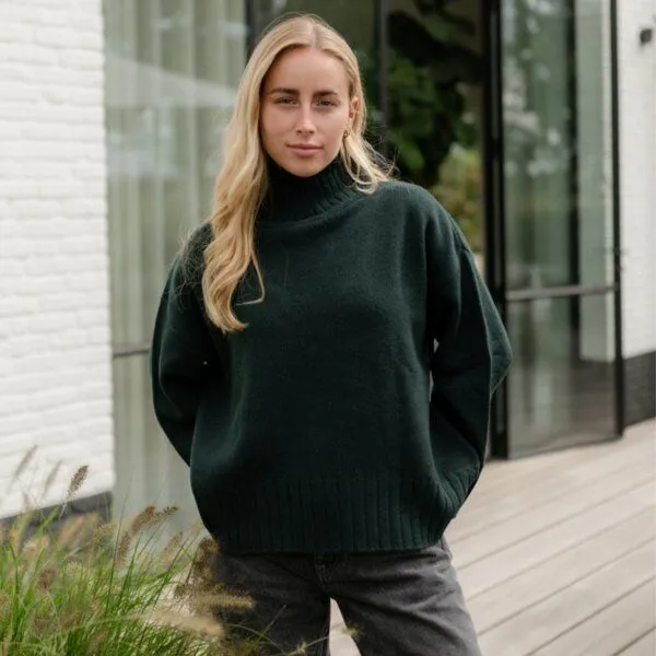NORDLICHT NORDLICHT Grobstrick Rollkragenpullover Mina aus 100% recycelter Wolle, Waldgrün (grün), – Produktbild 4 von 4