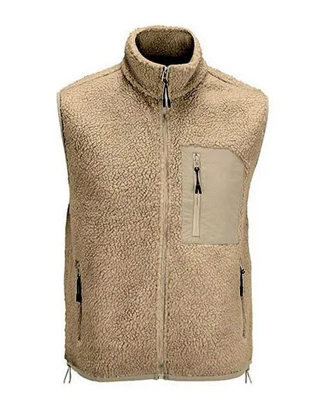 Sol's Sol's Winter Fleeceweste dick und kuschelig recycelt Unisex Seitentaschen mit Reißverschluss Winterweste Polarfleece XXS bis 4XL Sherpa Gilet Bodywarmer, Beige, – Produktbild 2 von 3