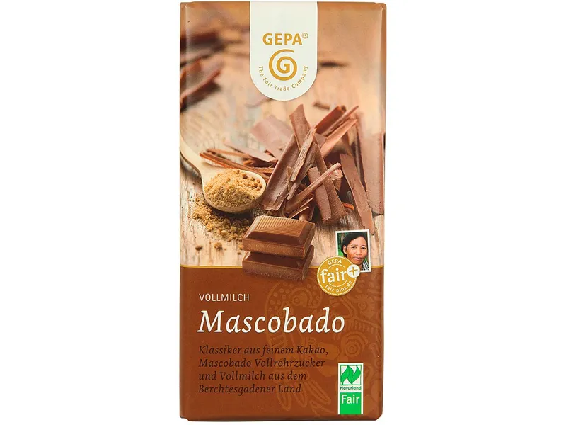 gepa GEPA Bio-Vollmilch-Schokolade "Mascobado", 100 g – Produktbild 1 von 2