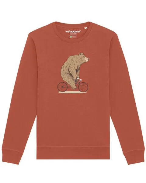 watapparel watapparel Sweatshirt Unisex Fahrradbär, Heritage brown, – Produktbild 1 von 4
