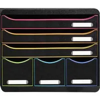 Exacompta Exacompta Schubladenbox Storebox "Black Office" DIN A4+, 6 Schubladen, schwarz/harlekin – Produktbild 1 von 1