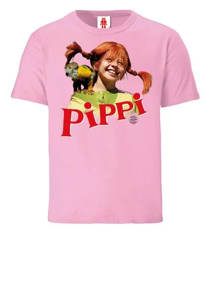 LOGOSH!RT LOGOSH!RT - Pippi Langstrumpf & Herr Nilsson - Bio T-Shirt - Kinder, Hellrosa, – Produktbild 2 von 4