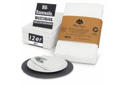 Mon Bijou Stoffserviette Stoffservietten Bio Baumwolle grau, weiß, dunkelgrau Servietten Stoff, (für Restaurants hochwertige Gastronomie Tischservietten Set 45 x 45cm, 12 St., Tischdeko für Hochzeit, Weihnachten, Geburtstagsfeier, Familienfeier), Baumwollservietten waschba rumweltfreundlich elegant wiederverwendbar – Produktbild 1 von 1