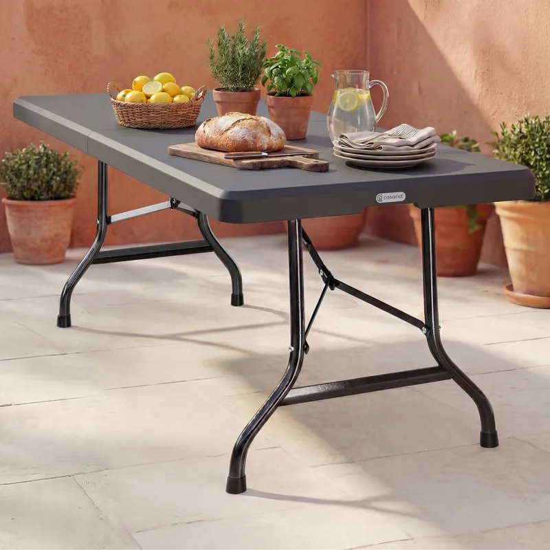Casaria® Klapptisch Anthrazit Kunststoff 183x75x73cm, Schwarz, – Produktbild 2 von 2