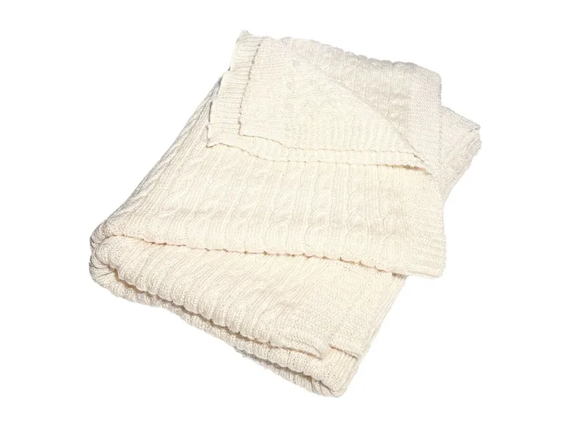 HANS NATUR HANS NATUR Babydecke Bio-Merinowolle Zopfstrick Maße 80 x 100 cm, Natur, – Produktbild 1 von 2