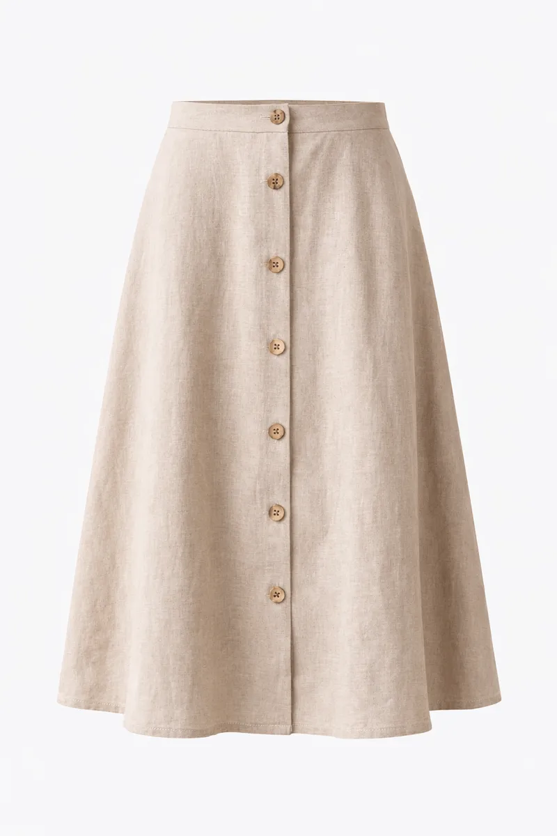 De IONESCU De IONESCU Damen vegan Midirock Leinen, Beige, – Produktbild 2 von 2