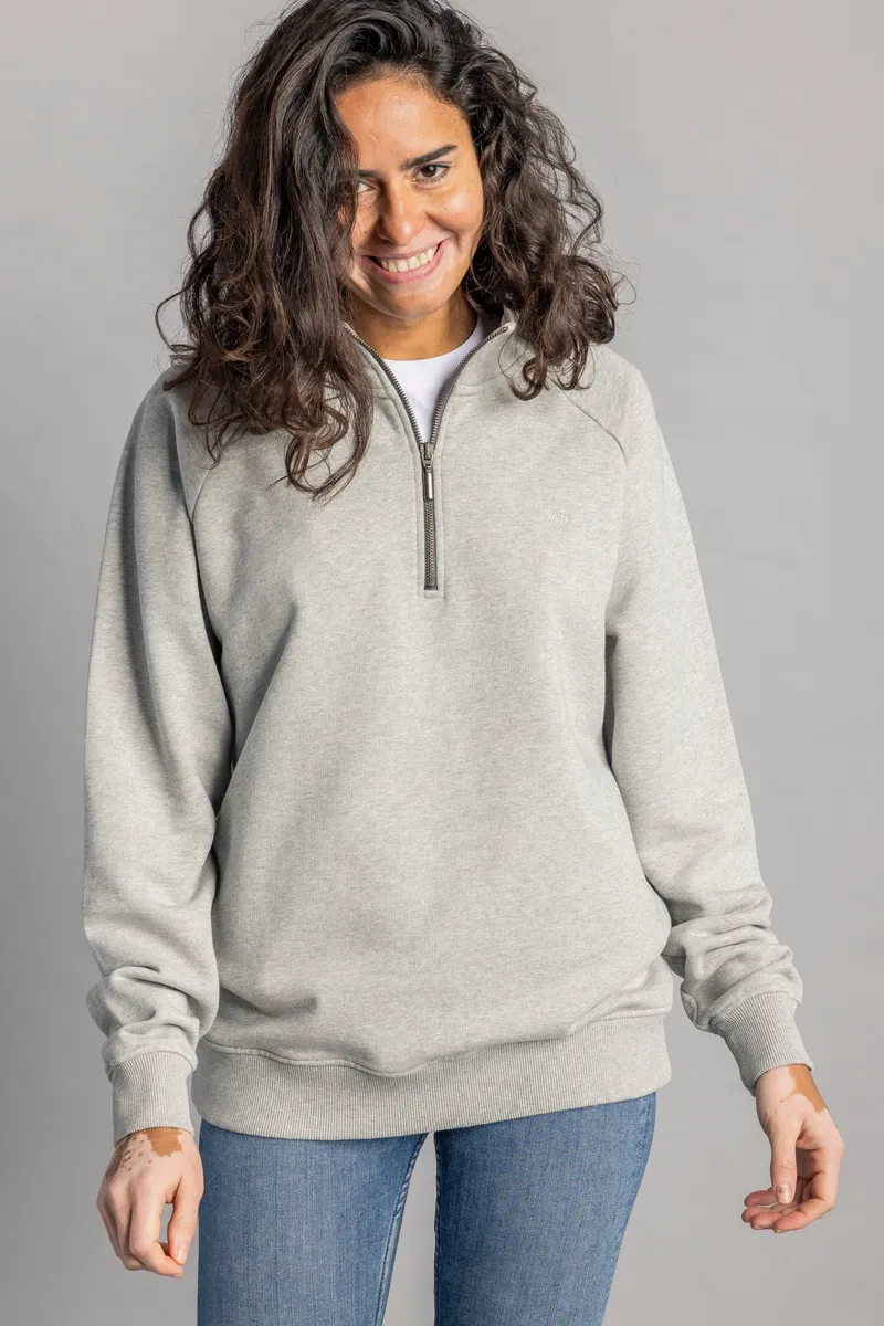 DIRTS DIRTS Herren vegan Quarter Zip Raglan Unisex Grau Melange, Hellgrau, – Produktbild 2 von 2